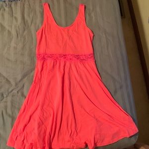 Divided Coral mini dress size 10 Coral color with lace accent belt
